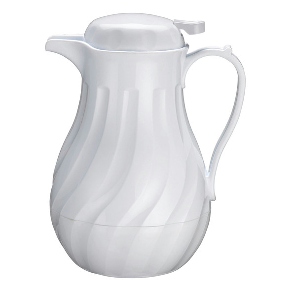Winco VSW-42W 42 oz. White Swirl Insulated Beverage Server