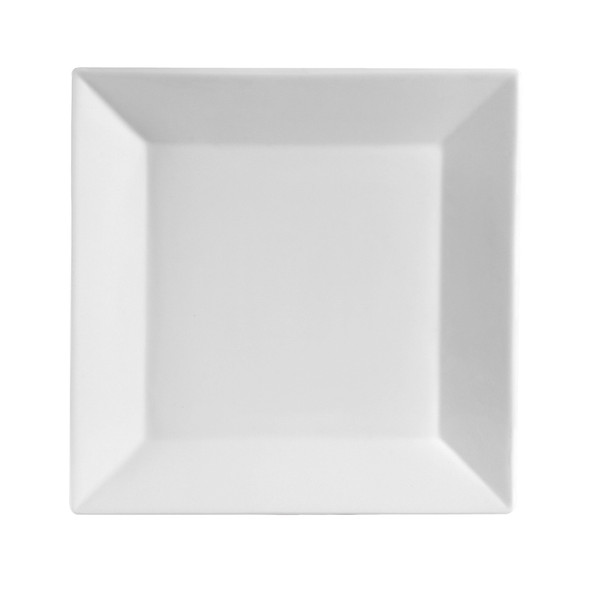 CAC KSE-16 10" Super White Square Porcelain Plate - 12/Case