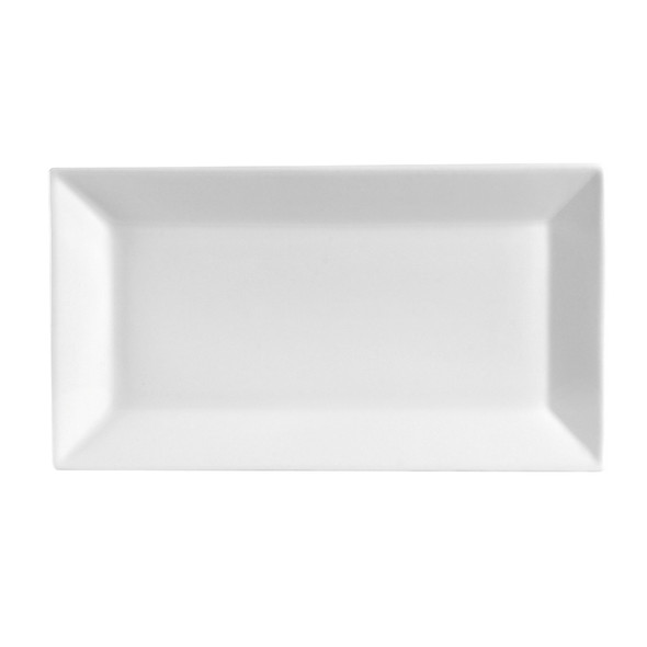 CAC KSE-51 14 1/2" x 8 1/4" Super White Rectangle Porcelain Platter- 12/Case