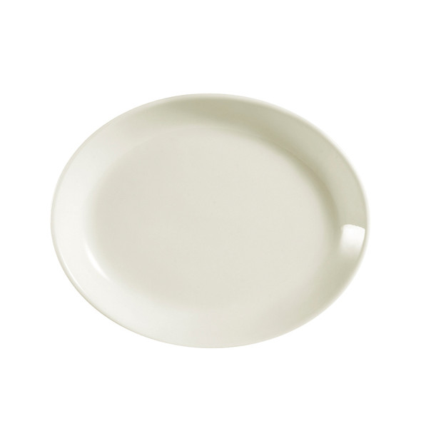 CAC REC-12C 10 1/2 x 8 1/4" American White Coupe Oval Stoneware Platter - 24/Case