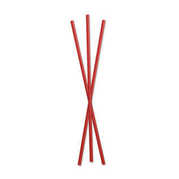 Red 8" Unwrapped Plastic Sip Stirrer - 5000/Case