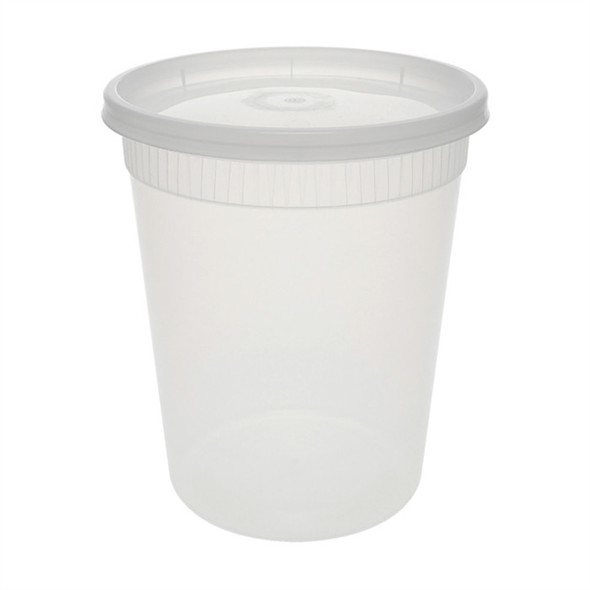 Pactiv 32 oz. Microwaveable Round Takeout Container and Lid Combo, Translucent, 240/Case