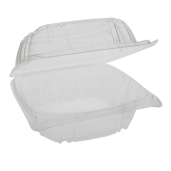 Pactiv YCI821600000 6" Clear Plastic Hinged Container - 500/Case