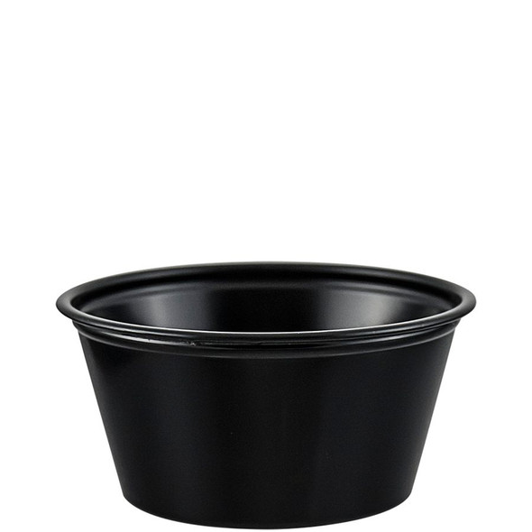 Solo Black 2 oz. Plastic Souffle Portion Cup - 2500/Case