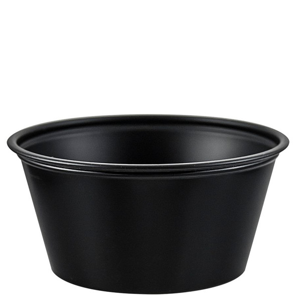 Solo Black 3.25 oz. Plastic Souffle Portion Cup - 2500/Case