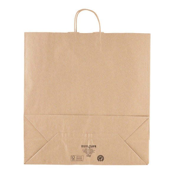 Kraft 18" x 7" x 18.75" Paper Cargo Shopping Bag - 200/Case