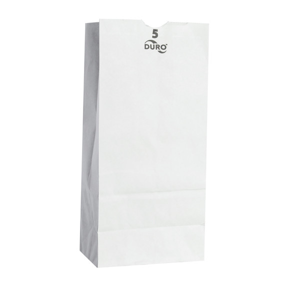 Duro 51045 White 5 lb. Paper Grocery Bag - 500/Pack