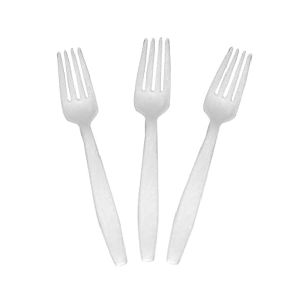 White Medium Weight Polypropylene Plastic Fork - 1000/Case