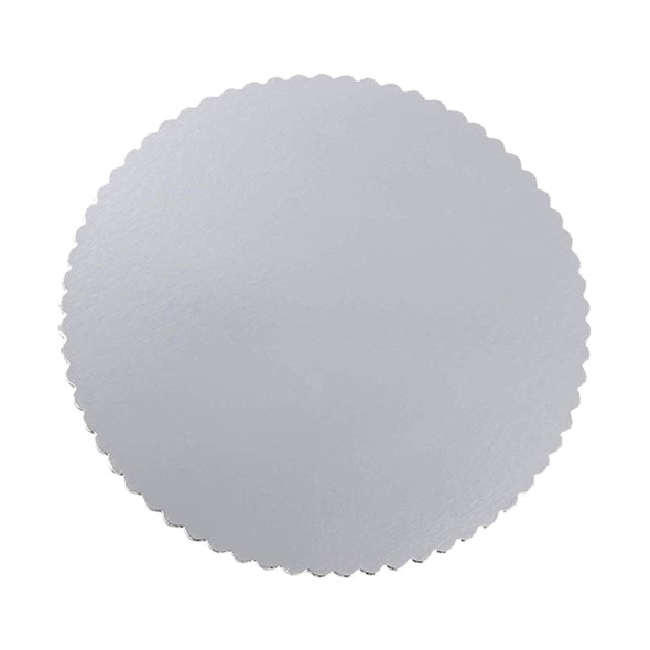 Silver 16" Scalloped Laminated Cake Circle - 50/Case