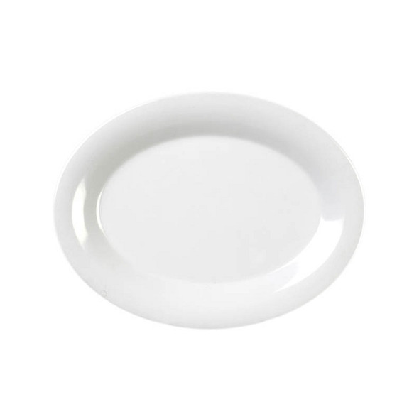 Yanco MS-209WT 9 1/2" x 7 1/4" White Oval Melamine Platter