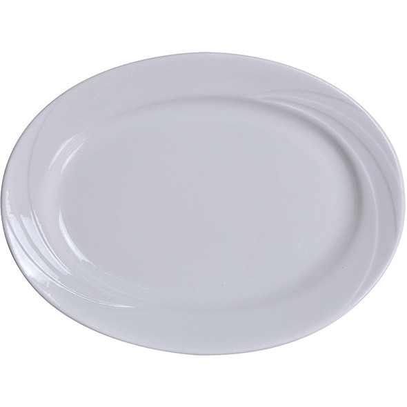 Yanco MM-12 10 1/4" x 7 3/4" Bone White Oval China Platter - 24/Case