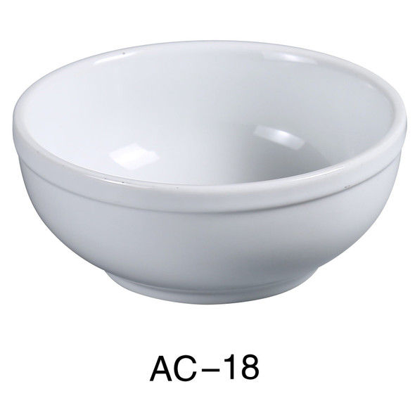 Yanco AC-18 15 oz. Super White Porcelain Nappie Bowl - 36/Case