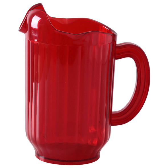 Yanco PC-060R 60 oz. Red Plastic Pitcher with 3 Spouts