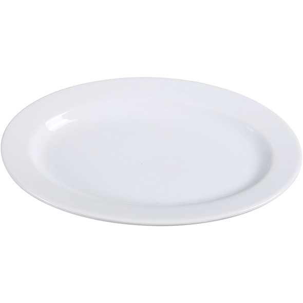 Yanco AC-12 10 5/8" x 7" Super White Oval Porcelain Platter - 24/Case