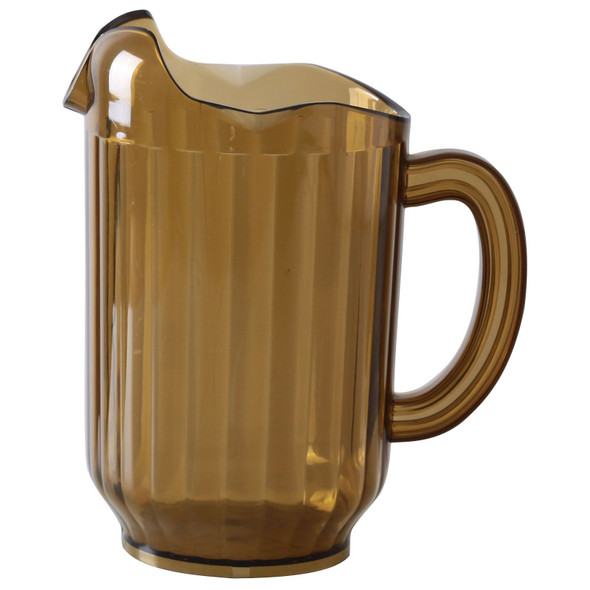 Yanco PC-060A 60 oz. Amber Plastic Pitcher with 3 Spouts