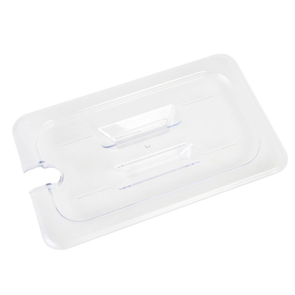 Thunder Group PLPA7140CS 1/4 Size Clear Polycarbonate Food Pan Lid with Spoon Notch and Handle