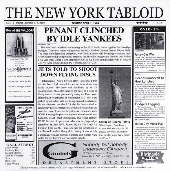 GET 4-TY1200 Food-Safe Liner, 12"x12", Newspaper Print - 1000/Case