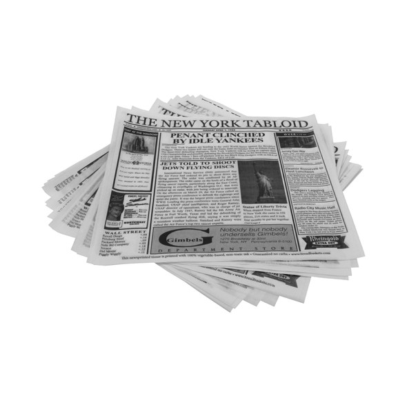 GET 4-TY1200 Food-Safe Liner, 12"x12", Newspaper Print - 1000/Case
