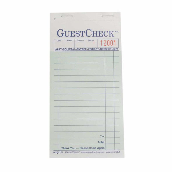 National Checking 104-50SW Green Medium Duplicate Carbon Guest Checks, 50 Books/Case National Checking 104-50SW Green Medium Duplicate Carbon Guest Checks, 50 Books/Case