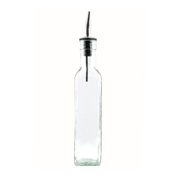 Tablecraft 9085 Olive Oil Bottle, 8-1/2 oz, Green Tinted Glass with Pourer