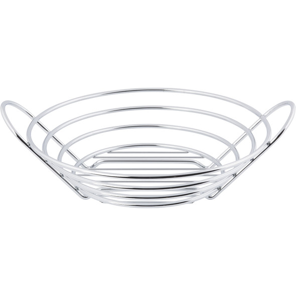 Tablecraft H7175 Chrome Wire Round Display Basket with Handles, 12" x 3-1/4"