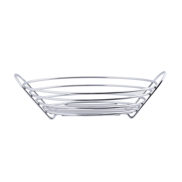 Tablecraft H7176 Chrome Wire Oval Display Basket with Handles, 13-7/8" x 10-3/4" x 3-1/4"