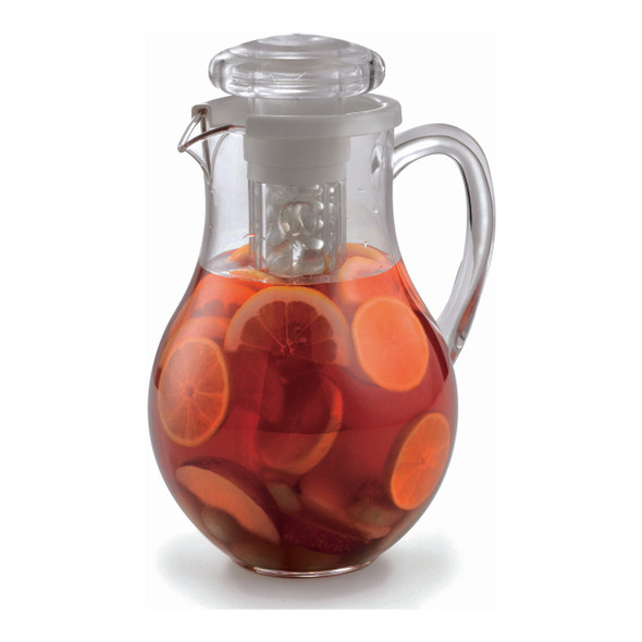 Tablecraft 319 2 Qt. Clear Polycarbonate Pitcher with Ice Core & Lid