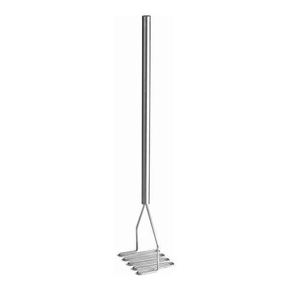Tablecraft 7418 4" Square Face Stainless Steel Potato Masher, 18" L
