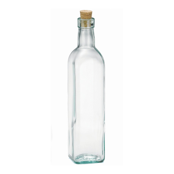 Tablecraft 616 Green Tinted Glass Bottle with Cork Stopper, 16 oz.