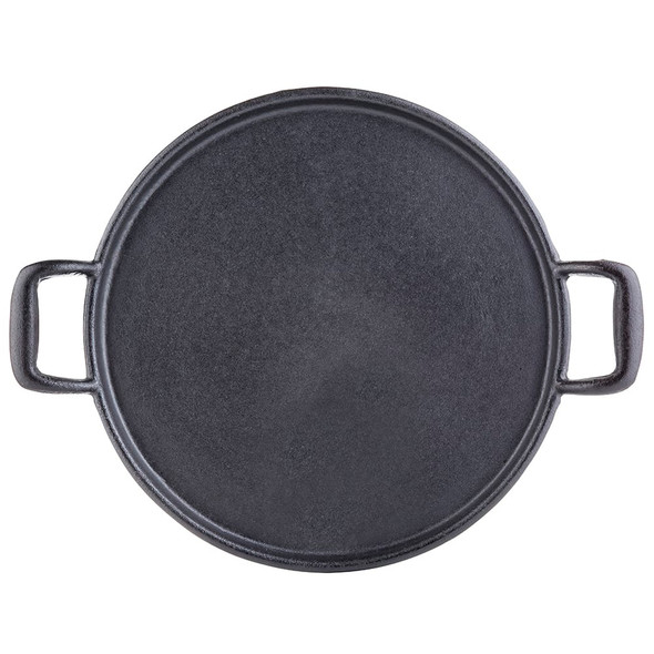 Tablecraft CW30118 Pizza Pan, 13-1/2" dia., with 2 Handles, Pre-seasoned
