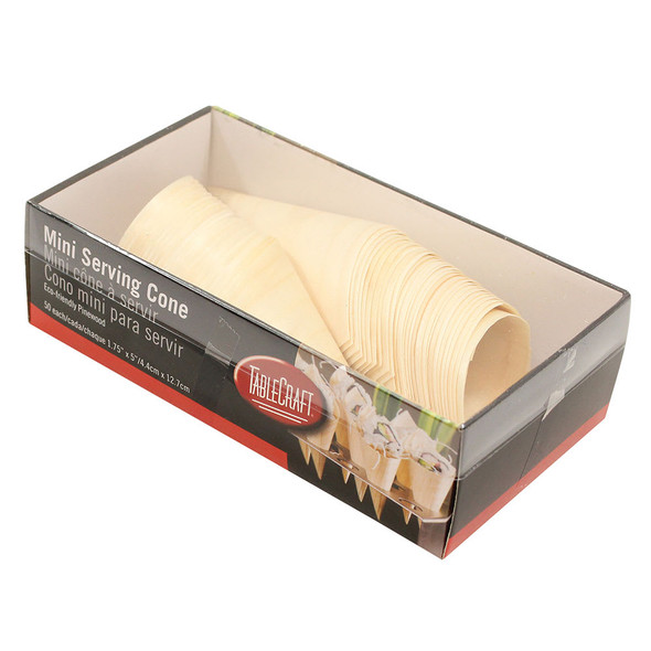 Tablecraft BAMDCN5 Disposable Mini Serving Cone, 1-3/4" x 1/2", 50/Box