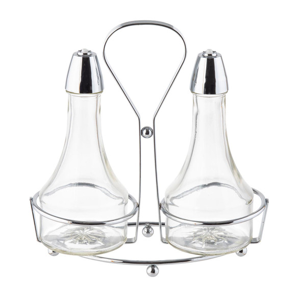 Tablecraft 608N Oil & Vinegar Set, 8oz Clear Glass & Chrome Rack