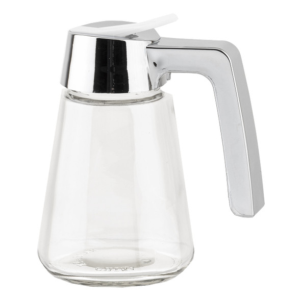 Tablecraft 1271 Syrup Dispenser, 12oz, Glass, Chrome Plated Top