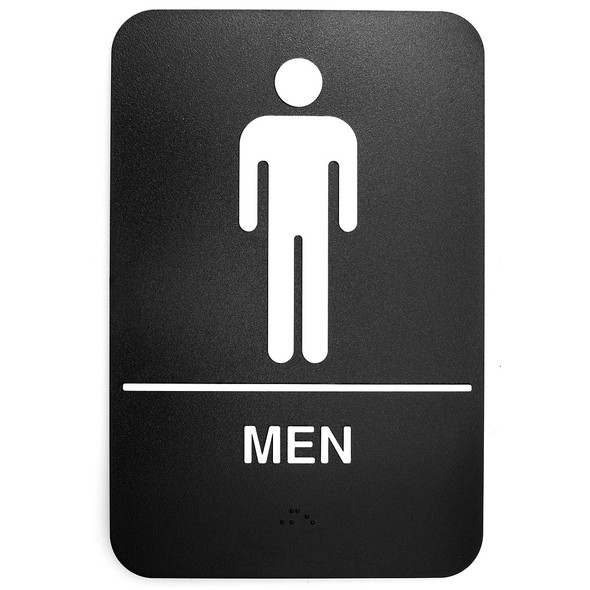 Tablecraft 695635 Men Restroom Sign, 6 x 9", Black & White