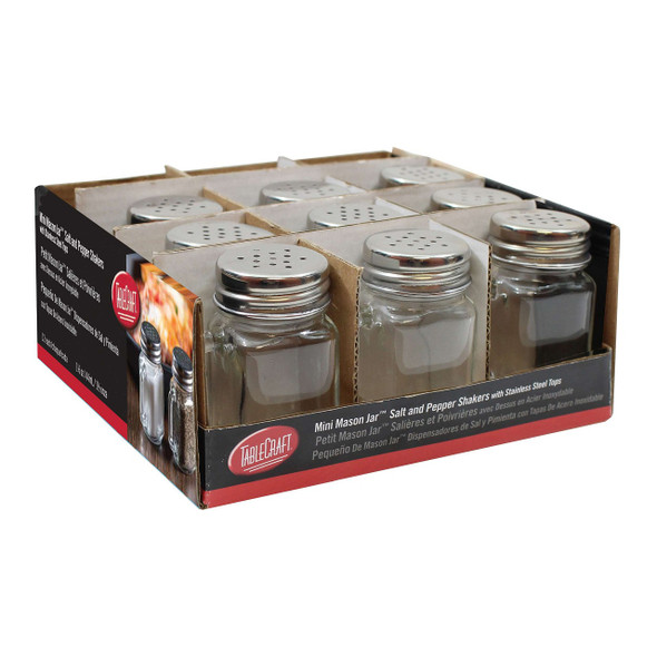 Tablecraft C170-12 Mini Mason Salt & Pepper Shakers, 1.5 oz., (12pcs/box)