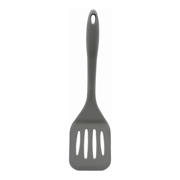 Tablecraft H3905GY 12" Silicone Slotted Turner, Gray