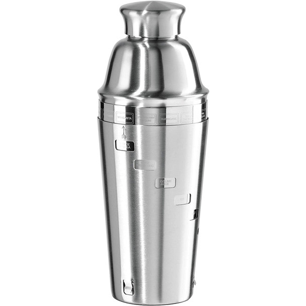 Oggi 7007.0 34 Oz. Stainless Steel Recipe Cocktail Shaker with 15 Recipes