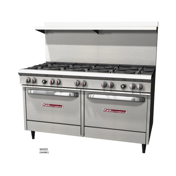 Southbend S60DD S-Series Restaurant Range, 60" with 10 Open Burners, 2 Standard Ovens