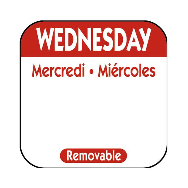 National Checking R103R Removable Labels, 1" x 1", Wednesday, Red, Roll National Checking R103R Removable Labels, 1" x 1", Wednesday, Red, Roll