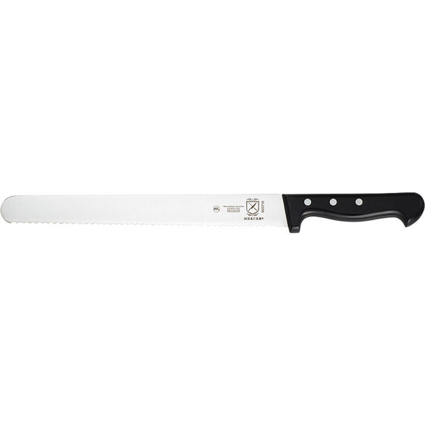 Mercer Culinary M23710 Renaissance Wavy Edge Slicer, 11", Stamped, Serrated, Riveted Handle, Black