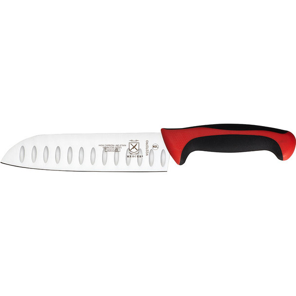 Mercer Culinary M22707RD Millennia Primary, Santoku Knife, 7", Red Ergonomic Handle