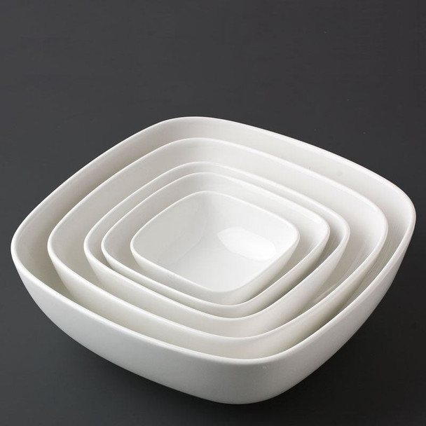 MIYA X14021 Square Bowl, 6.5" x 6.5", White