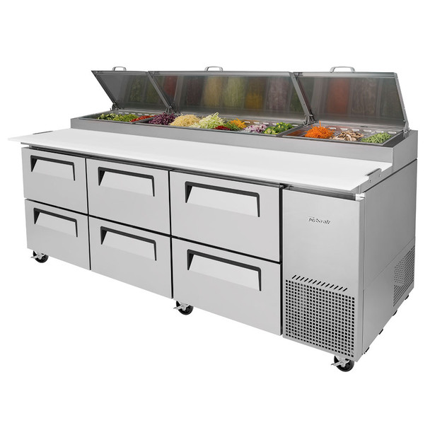 Turbo Air TPR-93SD-D6-N Pizza Prep Table - 6 Drawers