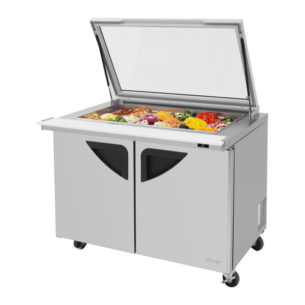 Turbo Air TST-48SD-18-N-GL 2 Doors Mega-Top Sandwich Salad Prep Table w/ Glass Lid Turbo Air TST-48SD-18-N-GL 2 Doors Mega-Top Sandwich Salad Prep Table w/ Glass Lid
