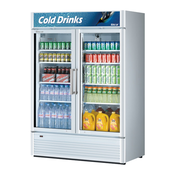 Turbo Air TGM-47SDW-N Glass Merchandiser Refrigerator, 2 Sections, White Cabinet Turbo Air TGM-47SDW-N Glass Merchandiser Refrigerator, 2 Sections, White Cabinet