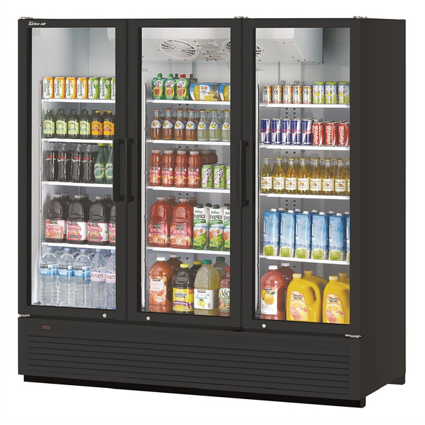 Turbo Air TGM-72SDHB-N Glass Merchandiser Refrigerator, Full Height, 3 Sections, Black