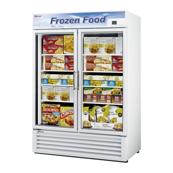 Turbo Air TGF-49F-N Glass Merchandiser Freezer, 2 Sections, White Cabinet