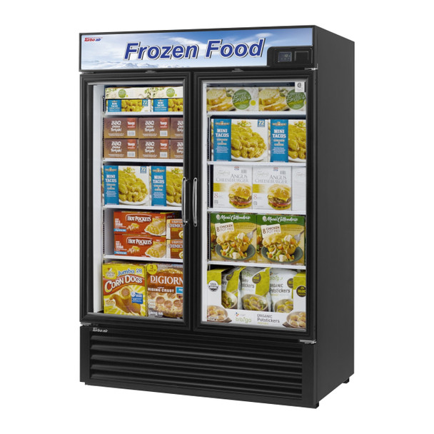 Turbo Air TGF-49FB-N Glass Merchandiser Freezer, 2 Sections, Black Cabinet