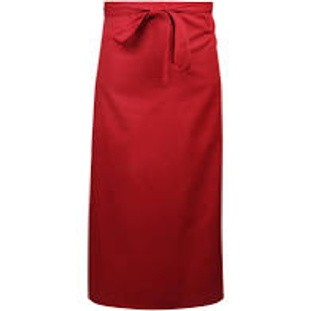 FORTUNE LWAP-RD Long Waist Apron, w/Pocket, Red