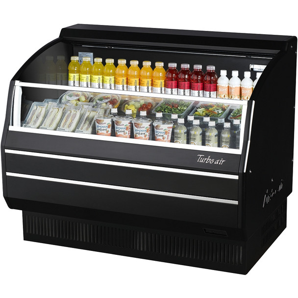 Turbo Air TOM-50SB-SP-A-N 50" Horizontal Open Display Merchandiser - Slim Line Solid Side Panel, Black Ext.& Int.